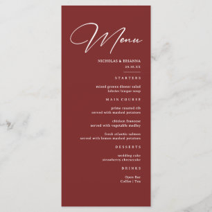 Simple Elegant Burgundy Wedding  Menu