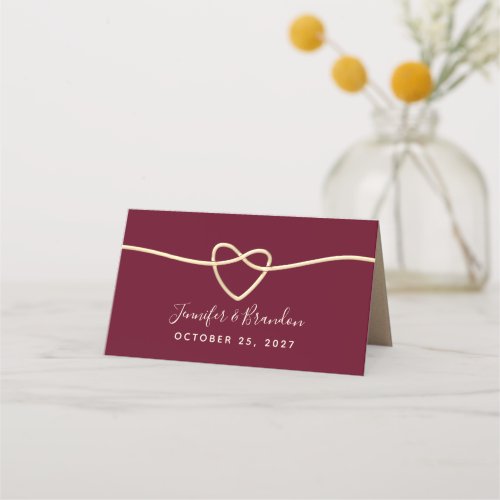 Simple Elegant Burgundy Wedding Place Card