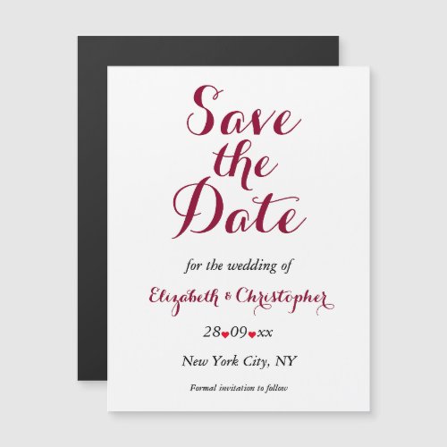 Simple Elegant Burgundy Wedding Save the Date Magnetic Invitation