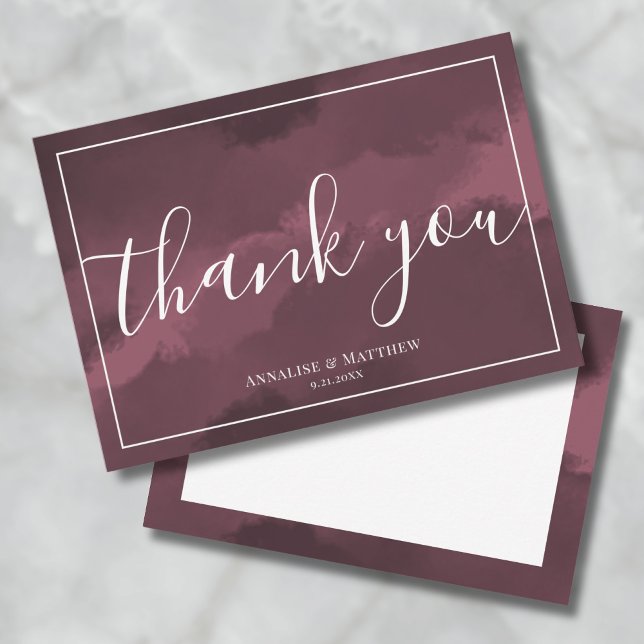 Simple Elegant Burgundy Wedding Thank You Card (Simple Elegant Burgundy Wedding Thank You Card)