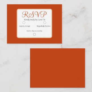 Simple Elegant Burnt Orange RSVP Wedding Note Card