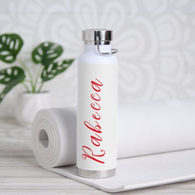 Simple Elegant Burnt Orange Scripted Water Bottle (Yoga (Rotated))