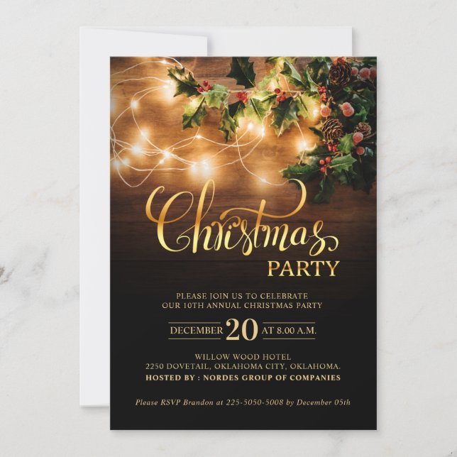 Simple Elegant Business Christmas Holiday Party Invitation (Front)