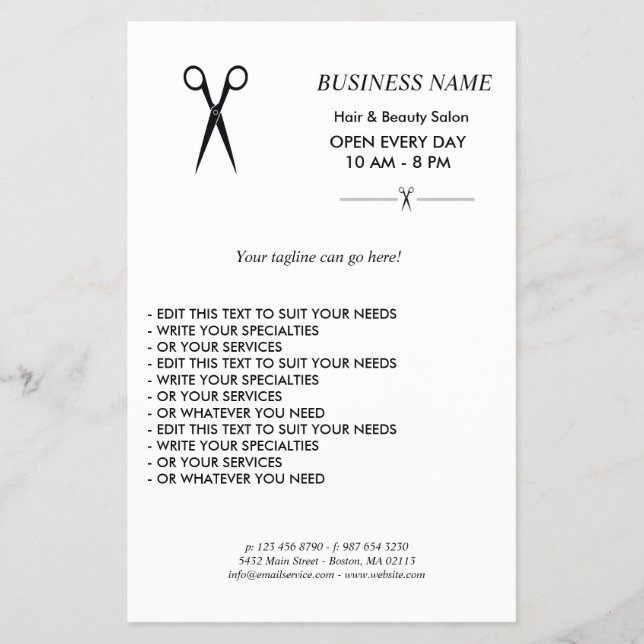 Simple elegant business light beauty salon flyer (Front)