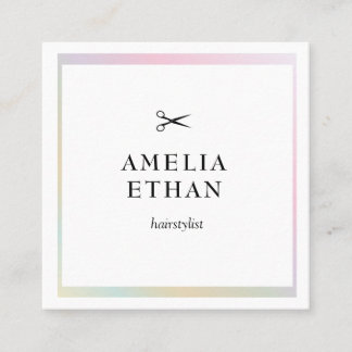 Simple elegant business light beauty salon square business card
