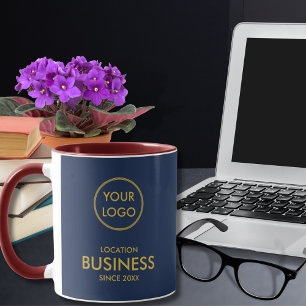 Simple Elegant Business Logo Navy Blue Gold Mug