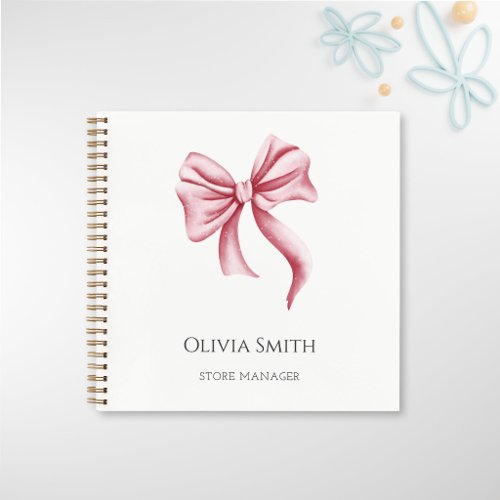 Simple Elegant Business Pink Bow  Notebook