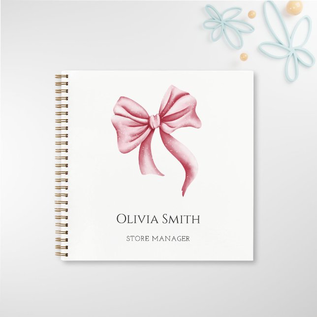 Simple Elegant Business Pink Bow  Notebook (Creator Uploaded)