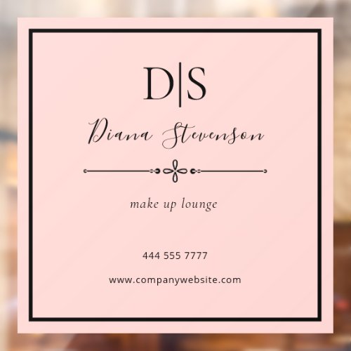 Simple Elegant Business Salon Name Initial Pink Window Cling