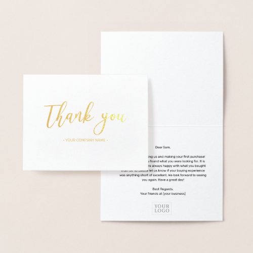 Simple Elegant Business Thank you Gold Foil Card