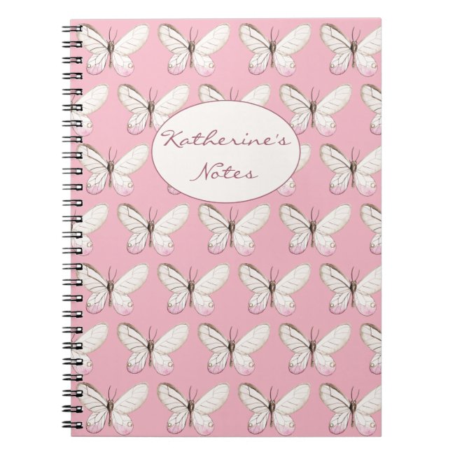 Simple & Elegant Butterfly Pattern | Pink Notebook