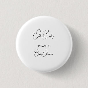 Simple Elegant Calligraphy Baby Shower Button