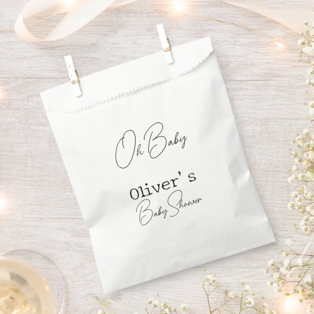 Simple Elegant Calligraphy Baby Shower Favor Bag (Clipped)