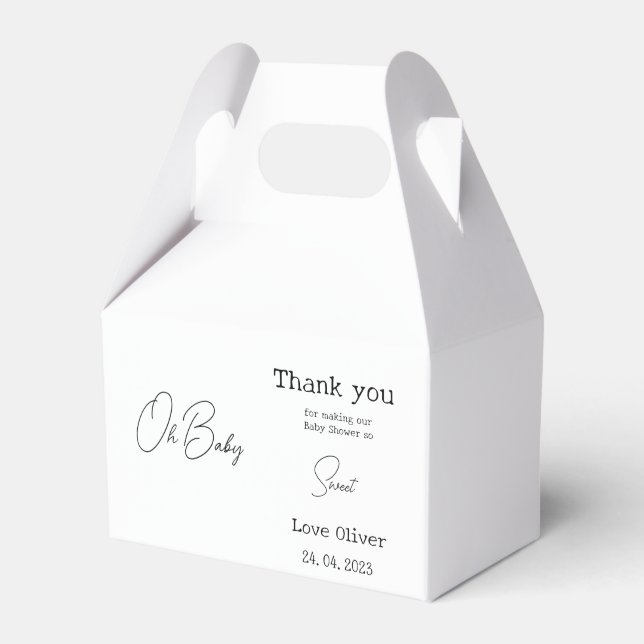 Simple Elegant Calligraphy Baby Shower Favor Boxes (Front Side)