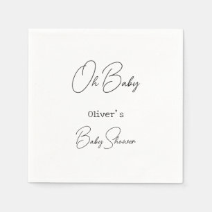 Simple Elegant Calligraphy Baby Shower Napkins