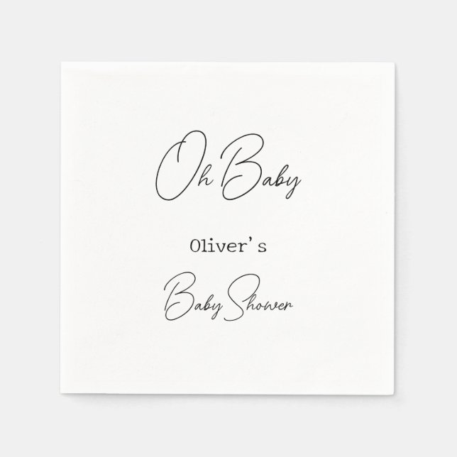 Simple Elegant Calligraphy Baby Shower Napkins (Front)