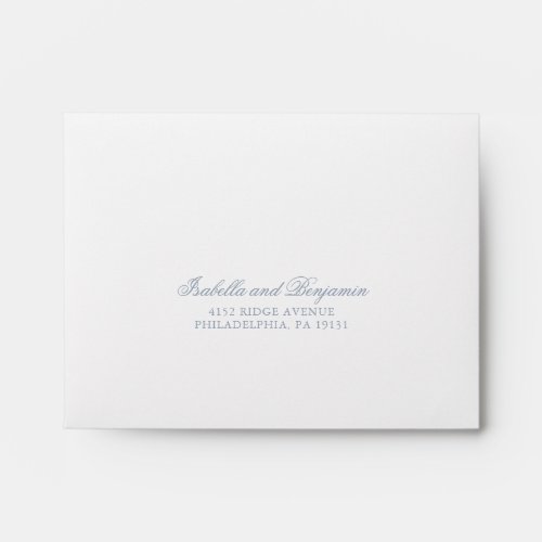 Simple Elegant Calligraphy Dusty Blue Wedding RSVP Envelope