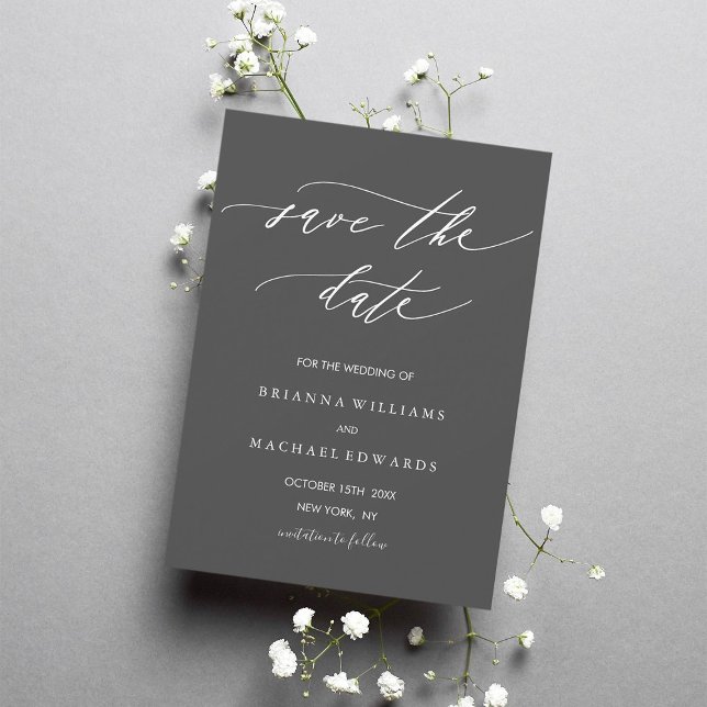 Simple Elegant Calligraphy GraySave the Date Save The Date (Creator Uploaded)