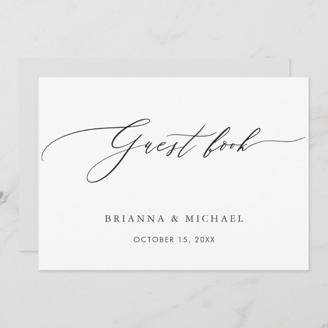 Simple Elegant Calligraphy Guest Book Announcement (Front/Back)