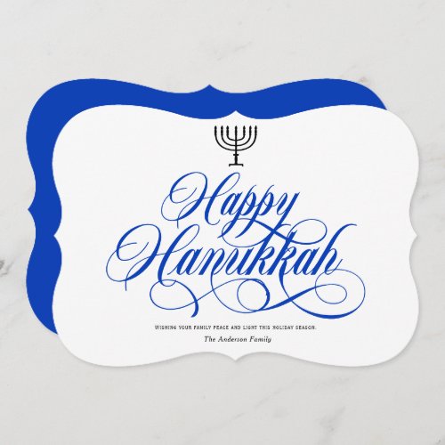 Simple elegant calligraphy happy hanukkah holiday card