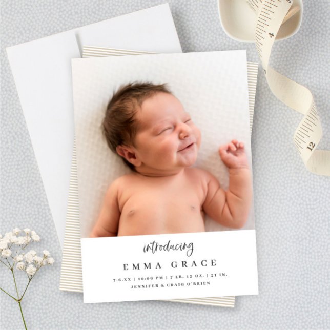 Simple Elegant Calligraphy Introducing Baby Birth Announcement (Creator Uploaded)