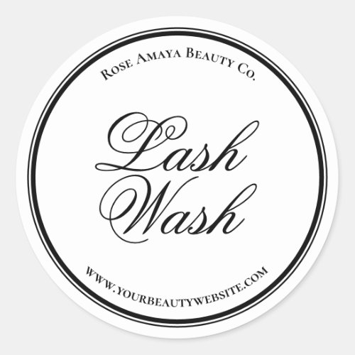 Simple Elegant Calligraphy Lash Wash Cleanser Classic Round Sticker
