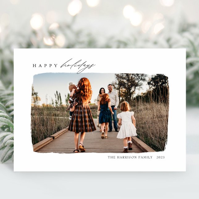 Simple Elegant Calligraphy Modern Photo Holiday Card (Creator Uploaded)