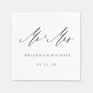 Simple Elegant Calligraphy Mr and Mrs Wedding Napkins