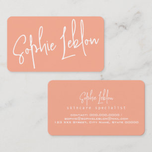 Simple Elegant Calligraphy Peach Color Business Card