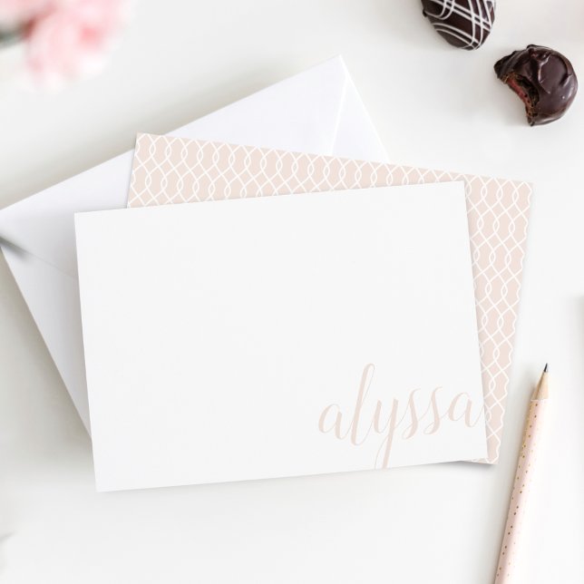 Simple Elegant Calligraphy Personalized Flat Note Card (Creator Uploaded)