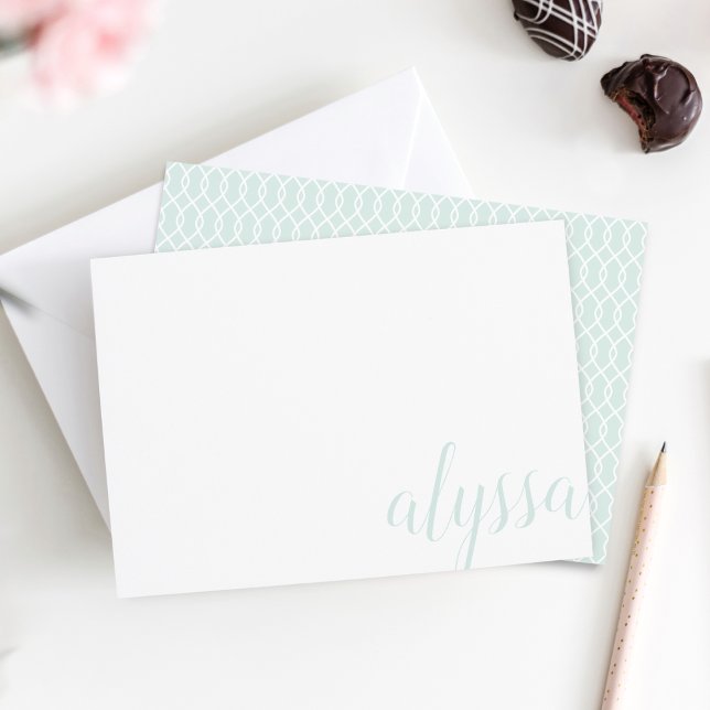 Simple Elegant Calligraphy Personalized Flat Note Card (Creator Uploaded)