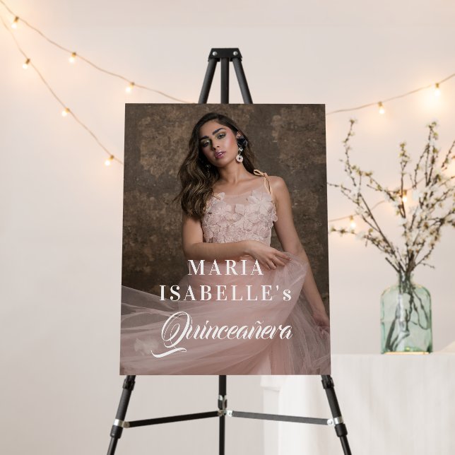 Simple Elegant Calligraphy Quinceanera Party Sign (In Situ (Stand))