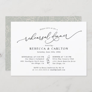 Simple Elegant Calligraphy Rehearsal Dinner Invitation