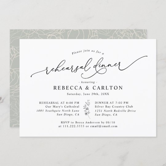 Simple Elegant Calligraphy Rehearsal Dinner Invitation | Zazzle.com