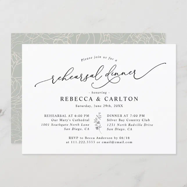 Simple Elegant Calligraphy Rehearsal Dinner Invitation | Zazzle