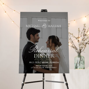 Simple Elegant Calligraphy Rehearsal Dinner Photo Foam Board