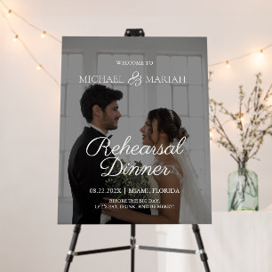 Simple Elegant Calligraphy Rehearsal Dinner Photo Foam Board