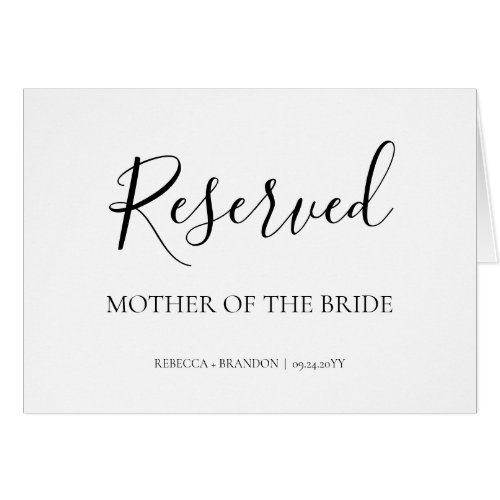 Simple Elegant Calligraphy Reserved Wedding Sign