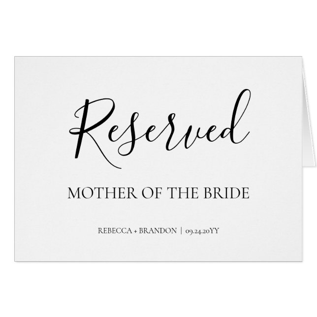 Simple Elegant Calligraphy Reserved Wedding Sign Cards (Front Horizontal)