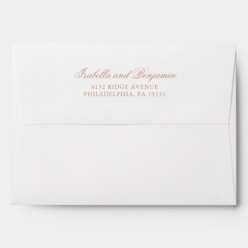Simple Elegant Calligraphy Rose Gold Pink Wedding Envelope