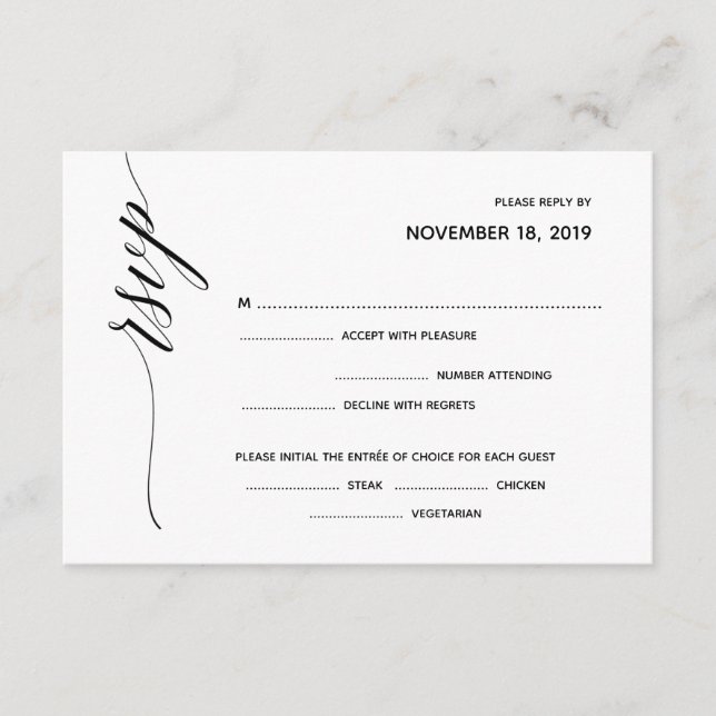 Simple Elegant Calligraphy RSVP Response card (Front)