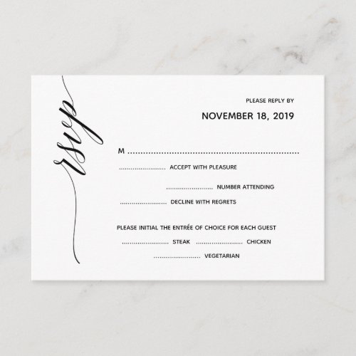 Simple Elegant Calligraphy RSVP Response card