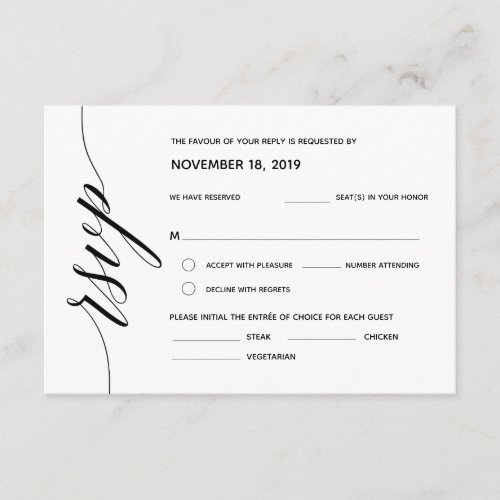 Simple Elegant Calligraphy RSVP Response card