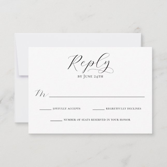 Simple Elegant Calligraphy Script Modern Wedding RSVP Card (Front)