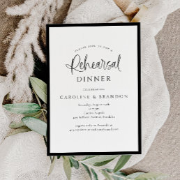 Simple Elegant Calligraphy Script Rehearsal Dinner Invitation