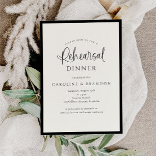 Simple Elegant Calligraphy Script Rehearsal Dinner Invitation
