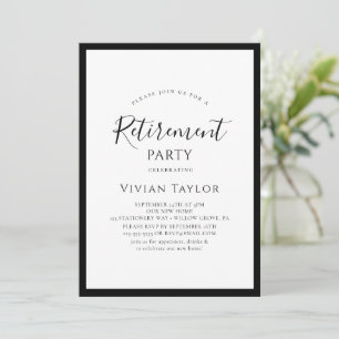 Simple Elegant Calligraphy Script Retirement Party Invitation
