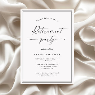 Simple Elegant Calligraphy Script Retirement Party Invitation