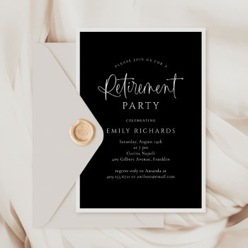Simple Elegant Calligraphy Script Retirement Party Invitation by JAmberDesign at Zazzle