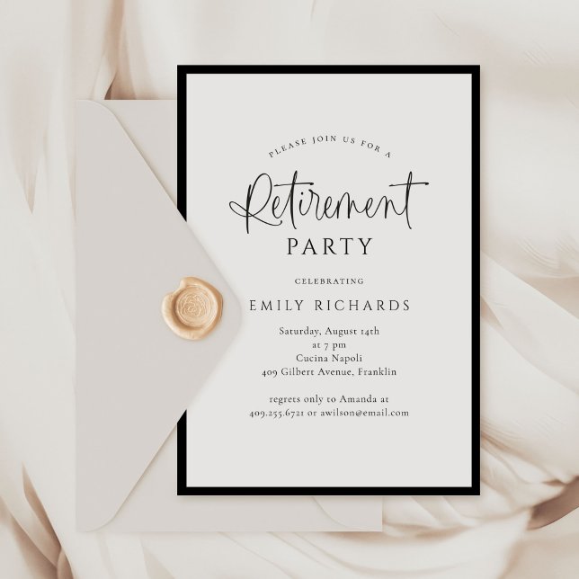 Simple Elegant Calligraphy Script Retirement Party Invitation (Creator Uploaded)